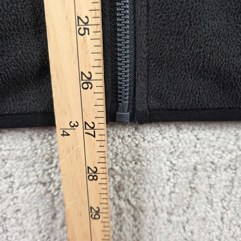 Lands End Outfitters Mens Medium Fleece Vest Black Full Zip Mock Neck Pockets